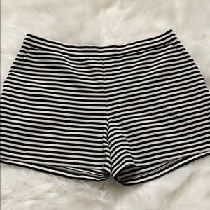 Black and white striped stretchy shorts